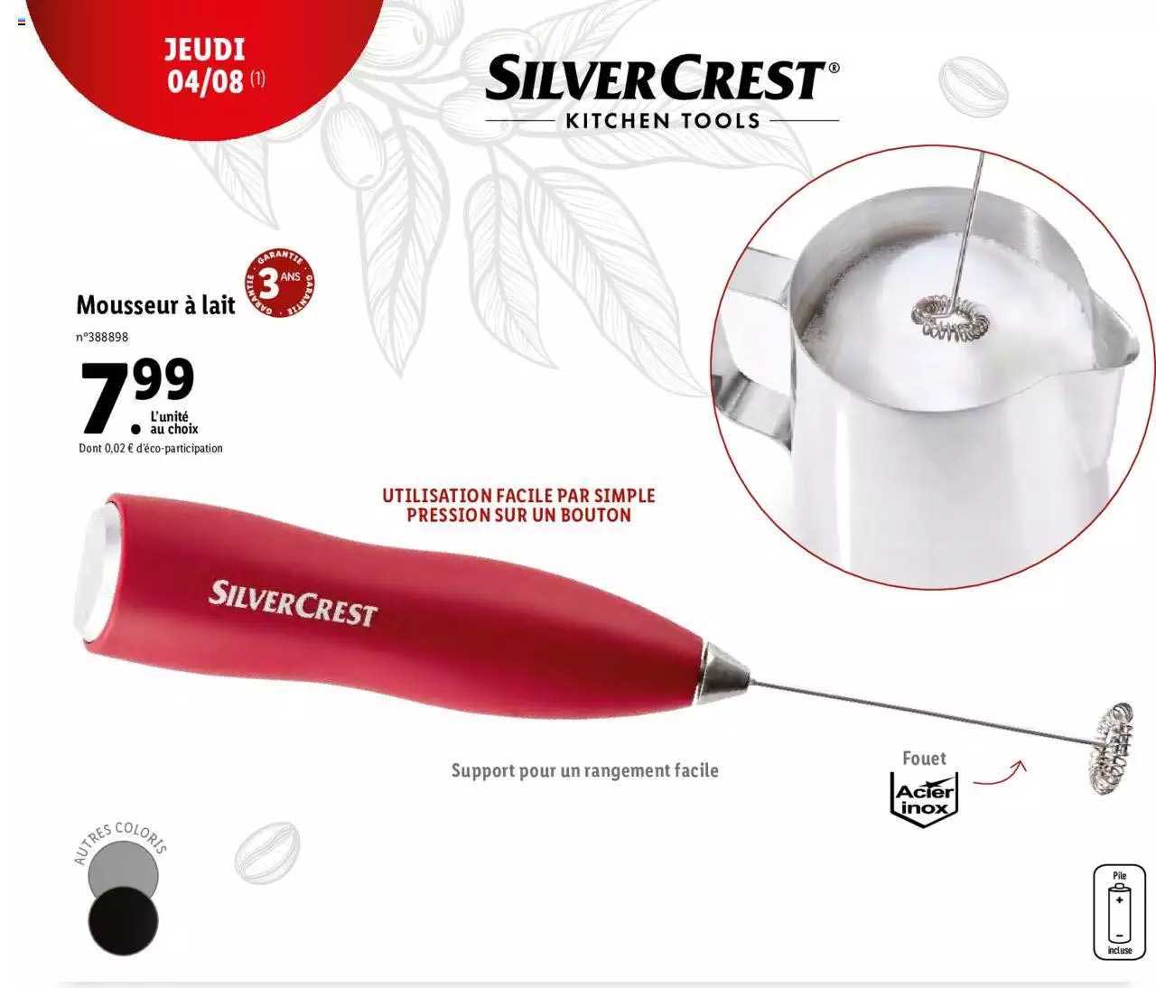 mousseur à lait silver crest