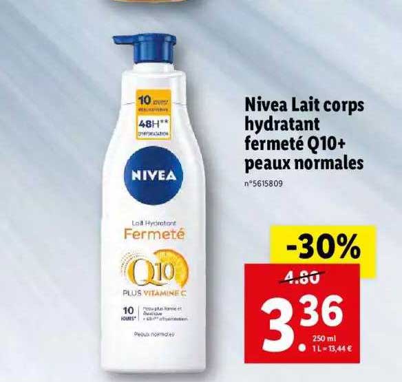nivea lait corps hydratant fermeté q10+ peau normales