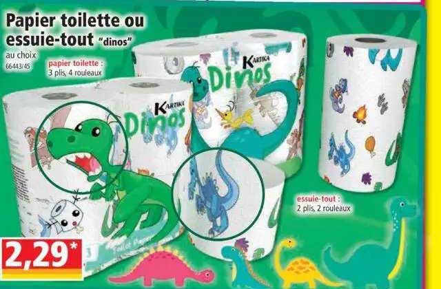 papier toilette ou essuie-tout "dinos"