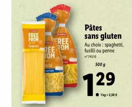 pâtes sans gluten free from