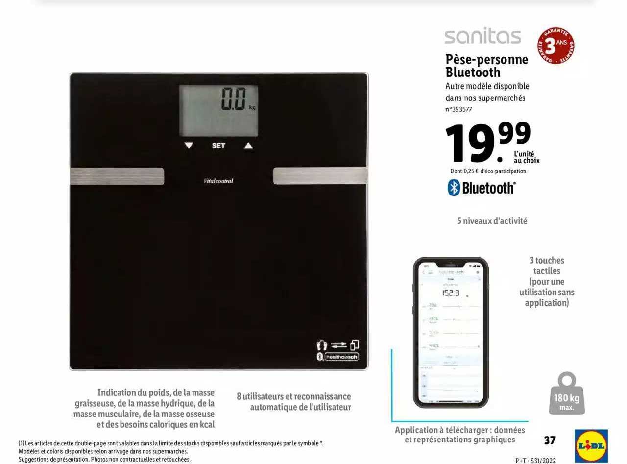 pèse-personne bluetooth sanitas