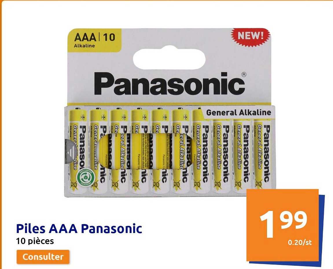 Piles AAA Panasonic 10 Pièces