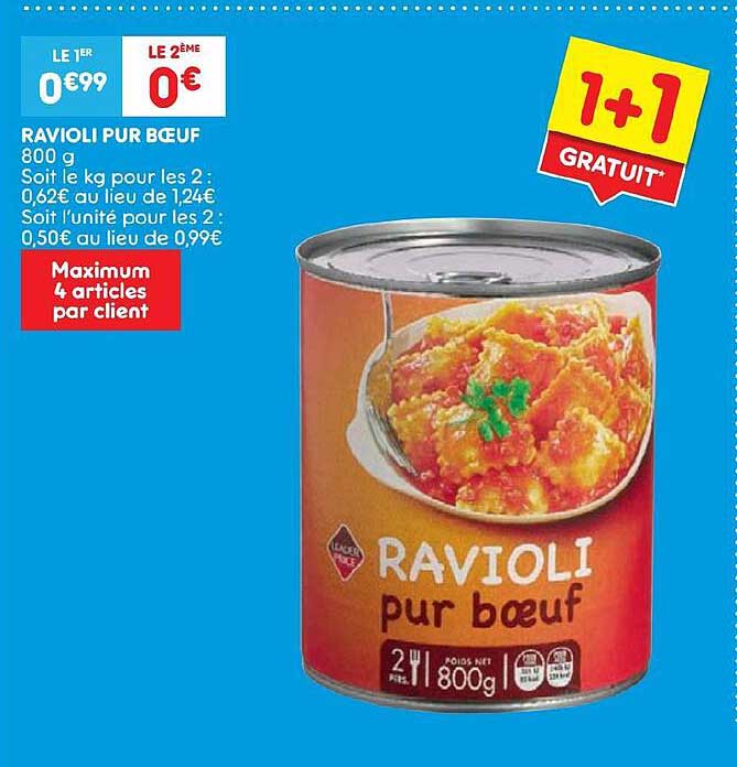 ravioli pur bæuf 800g