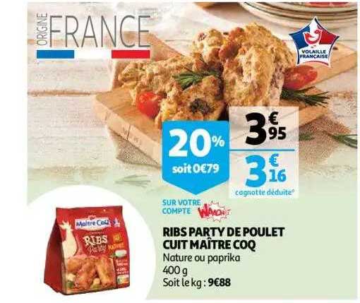 ribs party de poulet cuit maître coq