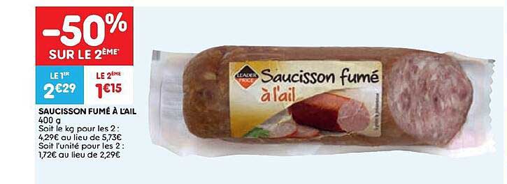 Saucisson Fumé à L'ail 400g