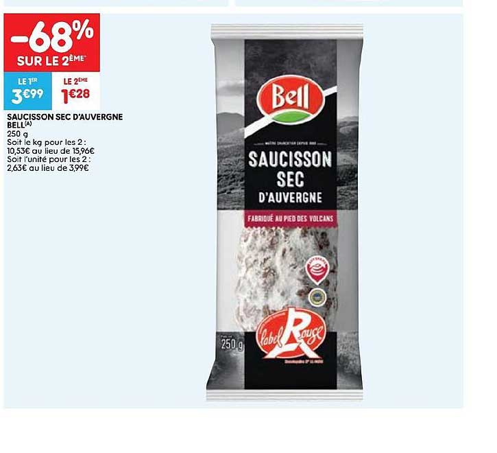 saucisson sec d'auvergne bell 250g