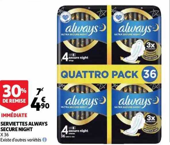 serviettes always secure night