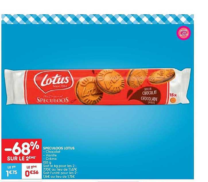 speculoos lotus chocolat, vanille, crême 150g