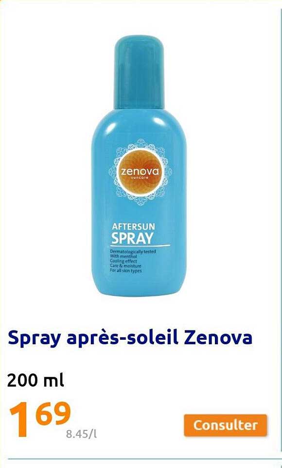 spray après-soleil zenova 200ml