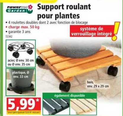 support roulant pour plantes power rec garden