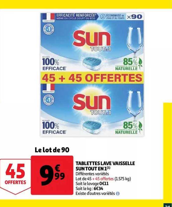 tablettes lave vaisselle sun tout en 1