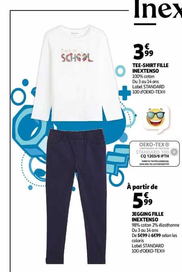 tee-shirt fille inextenso, jegging fille inextenso