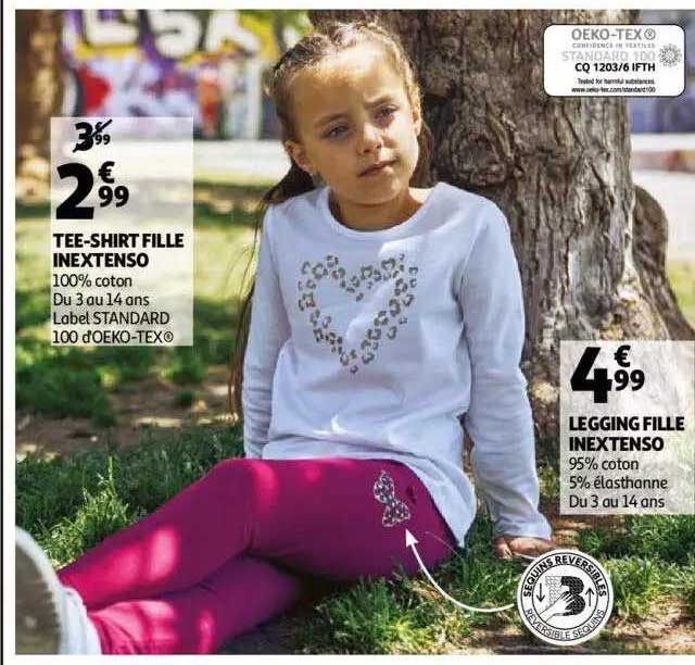 tee-shirt fille inextenso, legging fille inextenso