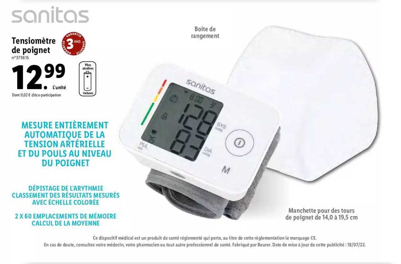 tensiomètre de poignet sanitas