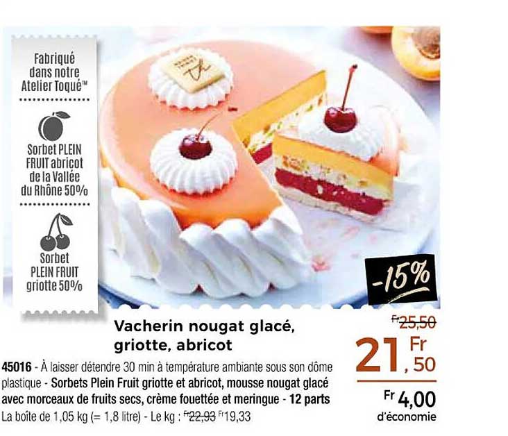 vacherin nougat glacé, griotte, abricot