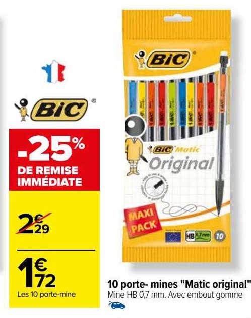 10 porte-mines "matic original" bic