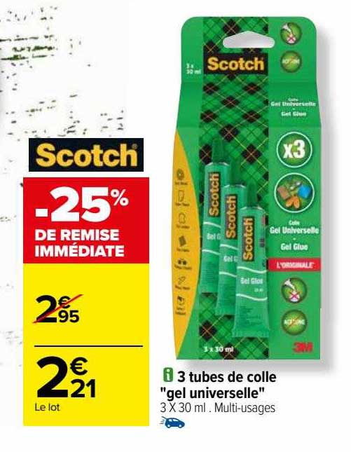 3 Tubes De Colle "gel Universelle" Scotch