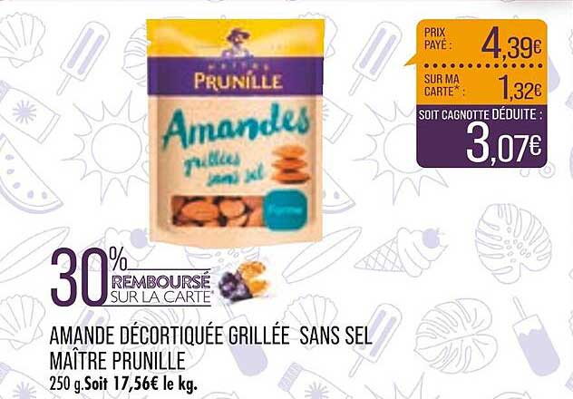 amande décortiquée grillée sans sel maître prunille