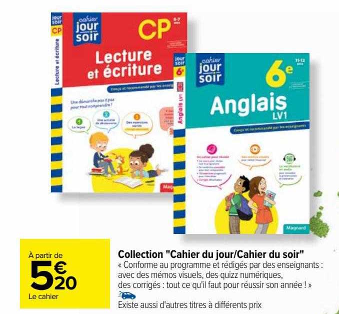 collection "cahier du jour/cahier du soir"