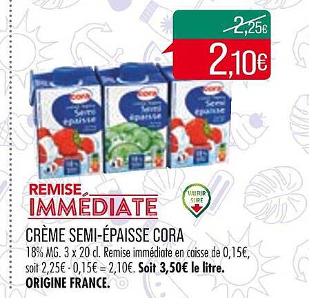 crème semi-épaisse cora