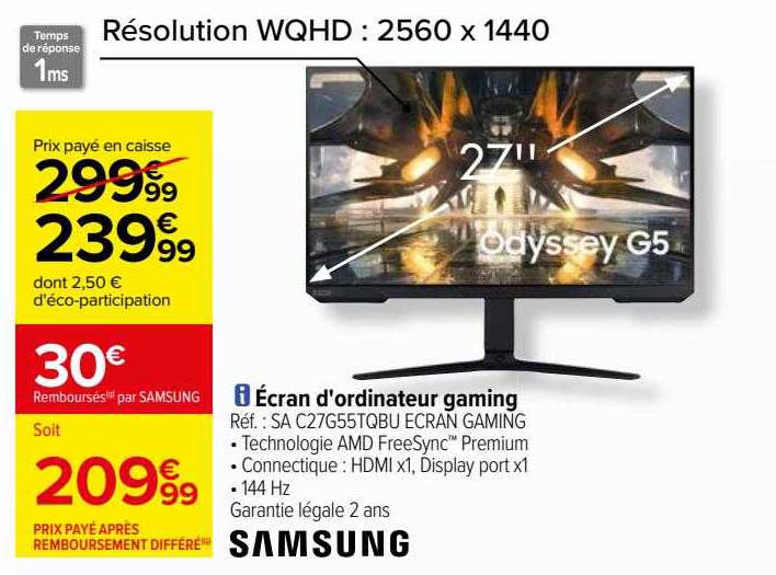 écran d'ordinateur gamign 27" samsung