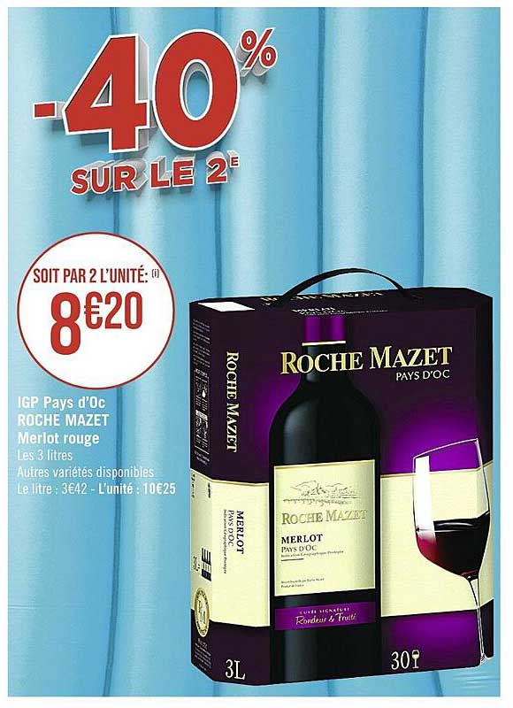 igp pays d'oc roche mazet merlot rouge