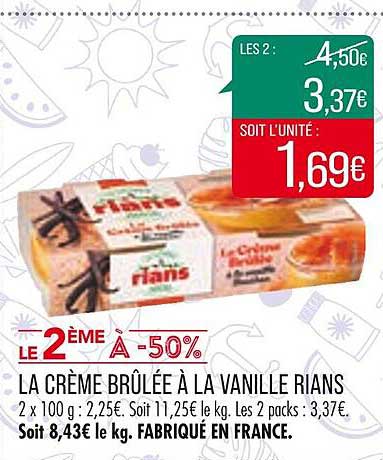la crème brûlée à la vanille rians