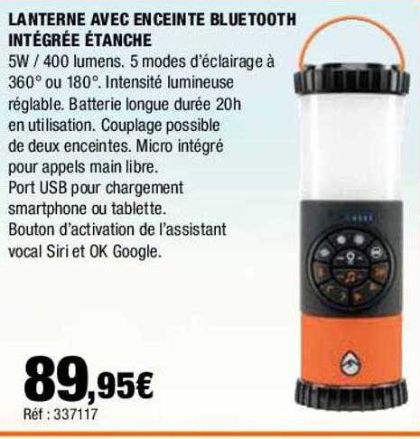 lanterne avec enceinte bluetooth intégrée étanche