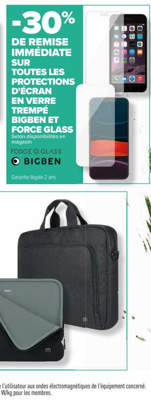 les protections d'écran en verre trempé bigben et force glass