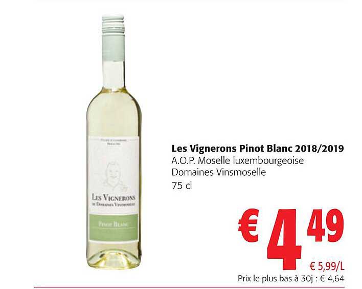 les vignerons pinot blanc 2018/2019
