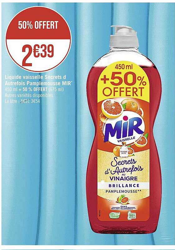 liquide vaisselle secrets d'autrefois pamplemousse mir