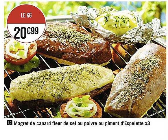 magret de canard fleur de sel ou poivre au piment d'espelette x 3