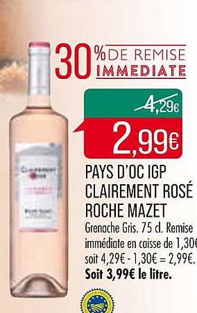 pays d'oc igp clairement rosé roche mazet