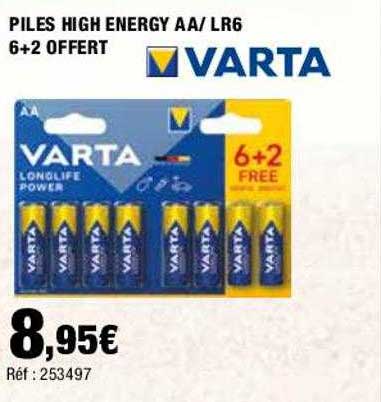 piles high energy aa/lr6 6+2 offert varta