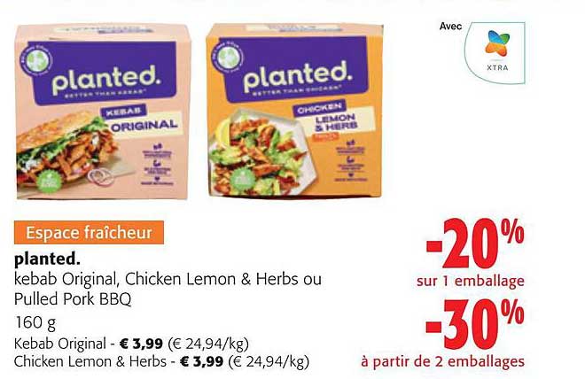 planted. kebab original, chicken lemon & herbs ou pulled pork bbq