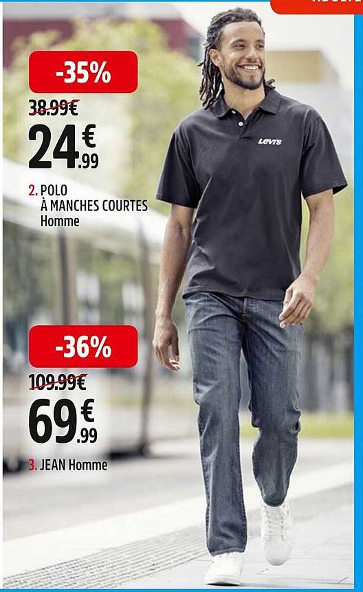 polo à manches courtes homme levi's, jean homme