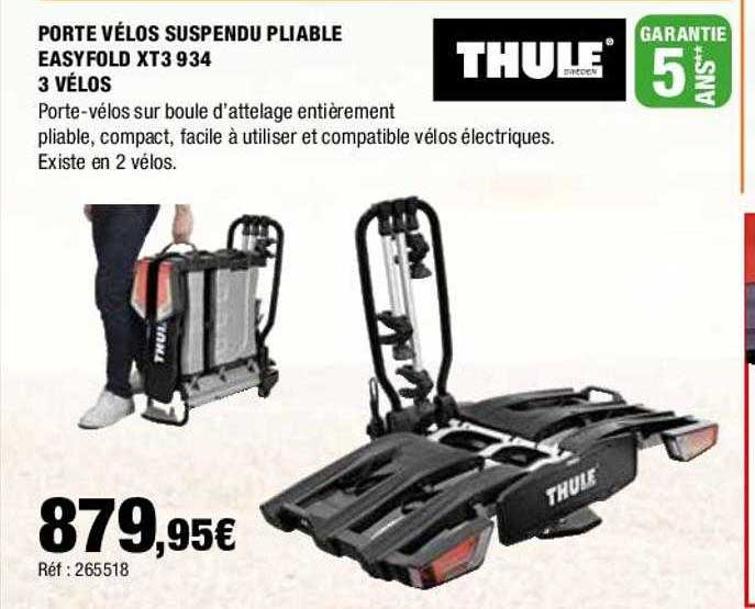 porte vélos suspendu pliable easyfold xt3 934 3 vélos thule