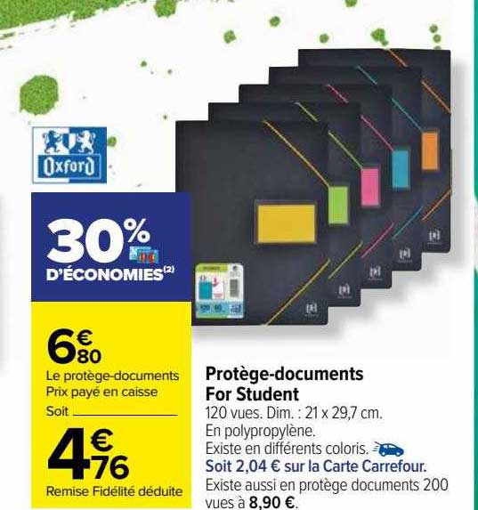 protège-documents for student oxford
