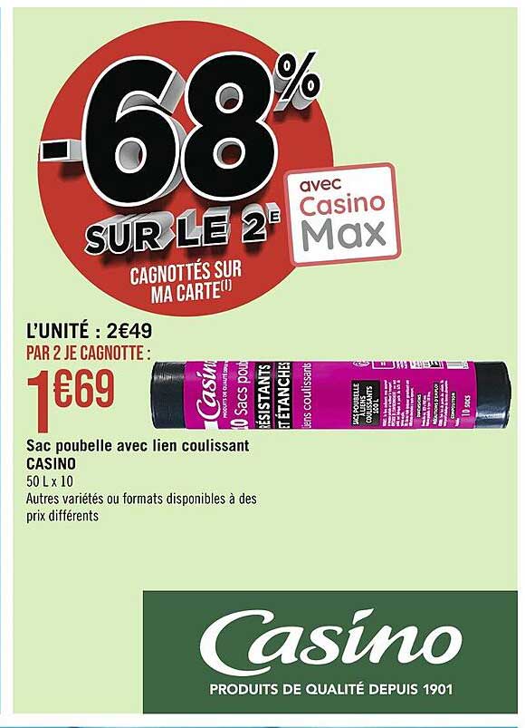sac poubelle avec lien coulissant casino