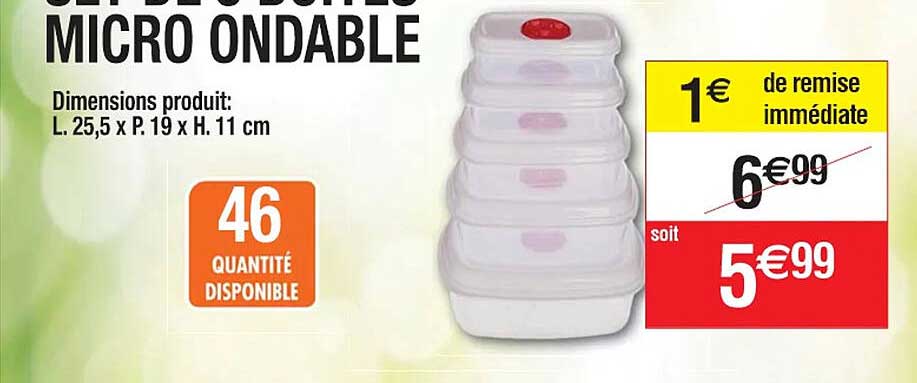 set de 5 boîtes micro ondable