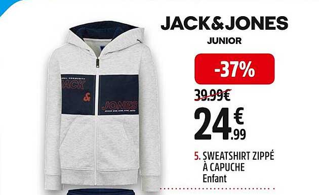 sweatshirt zippé à capuche enfant jack & jones