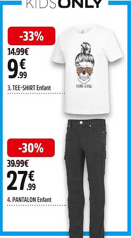 tee-shirt enfant kids only, pantalon enfant kids only