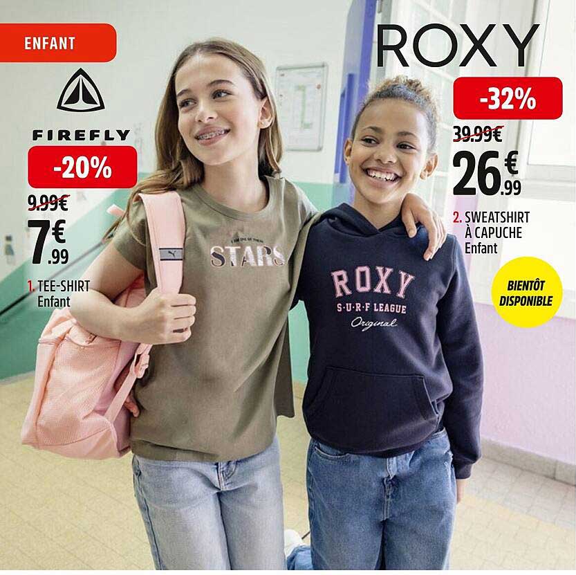 Tee-shirt Enfatn Firefly, Sweatshirt à Capuche Enfant Roxy