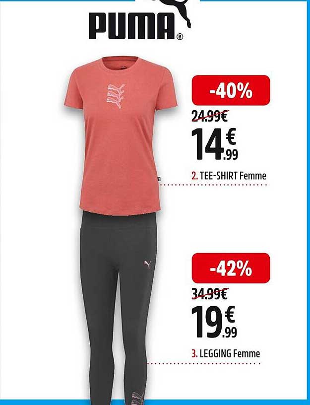 tee-shirt femme puma, legging femme puma