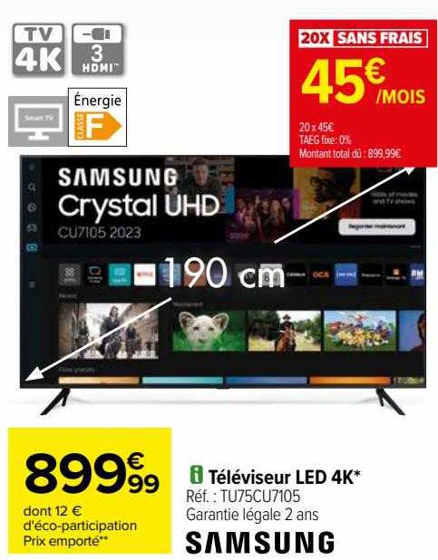 Téléviseur Led 4k 190 Cm Samsung