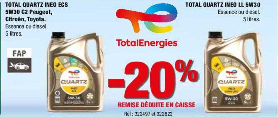 total quartz ineo ecs 5w30 c2 peugeot, citroën, toyota, total quartz ineo ll 5w30