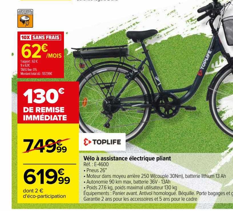 vélo à assistance électrique pliant toplife