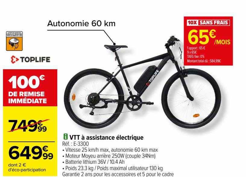 vtt à assistance électrique toplife