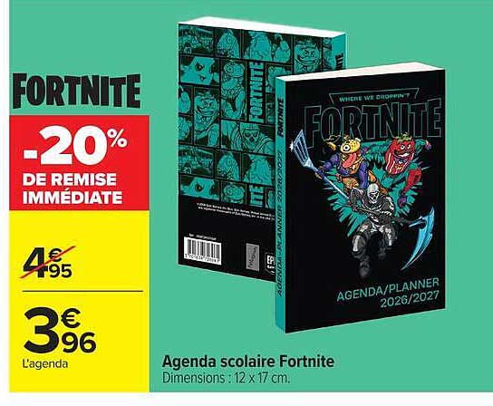 Agenda scolaire Fortnite