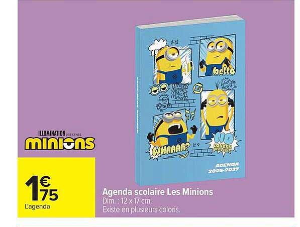 Agenda scolaire Les Minions